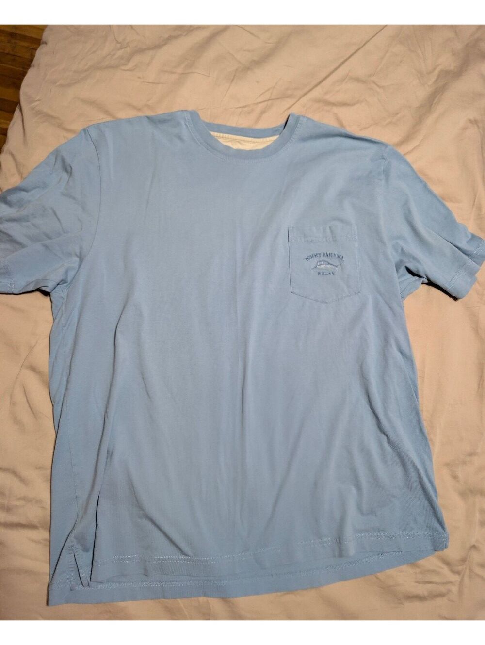 Tommy Bahama Relax Light Blue Cotton Pocket T-Shirt XL/TG